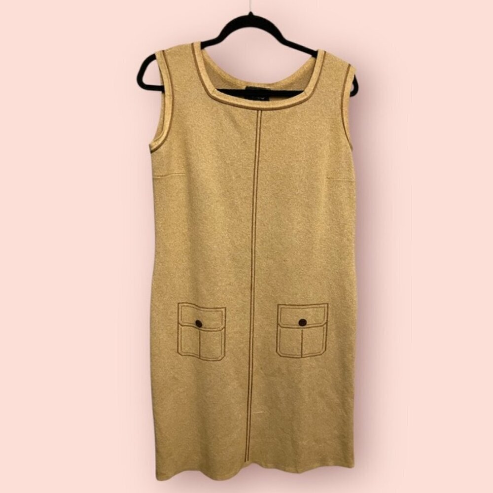 Vintage Trompe L'Oeil Tan Dress